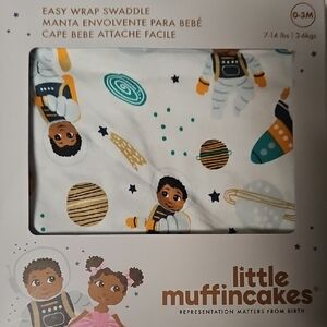 Astronaut Swaddle Blanket - White and Multicolor